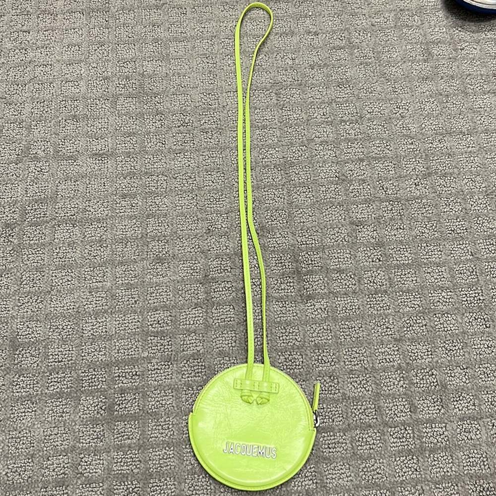 Jacquemus lime green coin bag purse. Originally priced at $200